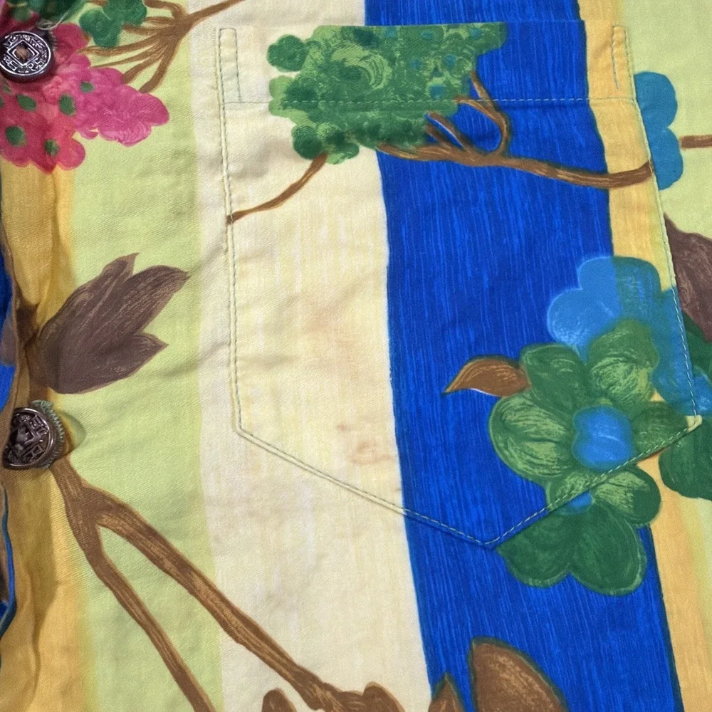 60s Hawaiian Made Button Up Shirt Size Large Classic Watercolor All Over Print M